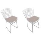 Kit 2 Cadeiras Bertoia Cromada com Assento Sintético Bege