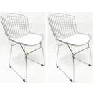 Kit 2 Cadeiras BERTOIA maciça cromada assento branco - Poltronas do Sul