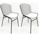 Kit 2 Cadeiras BERTÓIA preta assento branco tubular - Poltronas do Sul