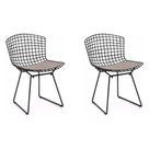 Kit 2 Cadeiras Bertoia Preta com Assento Bege