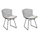 Kit 2 Cadeiras Bertoia Preta com Assento Branco