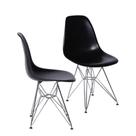 Kit 2 Cadeiras Boxbit Dkr Eames Base Cromada Preta