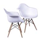 Kit 2 Cadeiras Boxbit Dkr Eames Base Em Madeira Branca