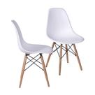 Kit 2 Cadeiras Boxbit Dkr Eames Base Em Madeira Branca