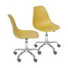Kit 2 Cadeiras Boxbit Dkr Eames Base Em Rodízio Açafrão