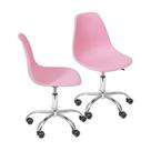 Kit 2 Cadeiras Boxbit Dkr Eames Base Em Rodízio Rosa