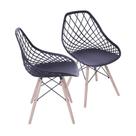 Kit 2 Cadeiras Boxbit Kaila Base Em Madeira Preta