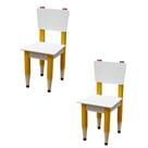 Kit 2 Cadeiras Cadeira Infantil Lápis Amarelo Assento e Encosto Brancos Para Estudos e Desenhos Mobília Decor Kit 2 Cadeiras Cadeira Infantil Lápis Amarelo Assento e Encosto Brancos Para Estudos e Desenhos Mobília Decor