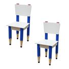 Kit 2 Cadeiras Cadeira Infantil Lápis Azul Assento E Encosto Brancos Para Estudos E Desenhos Mobília Decor Kit 2 Cadeiras Cadeira Infantil Lápis Azul Assento E Encosto Brancos Para Estudos E Desenhos Mobília Decor