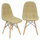 Kit 2 Cadeiras Charles Eames Botonê Eiffel Wood Estofada Couro