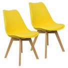 Kit 2 Cadeiras Charles Eames Leda Luisa Saarinen Design Wood Estofada Base Madeira