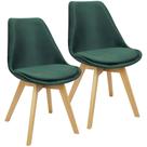 Kit 2 Cadeiras Charles Eames Leda Veludo Luisa Saarinen Estofada Base Madeira