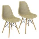 Kit 2 Cadeiras Colmeia Furadinha Heloisa Eloá Charles Eames Eiffel Base Madeira