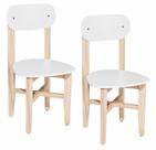 Kit 2 Cadeiras Colorê Infantil Assento e Encosto Branco Base em Madeira Maciça Pinus
