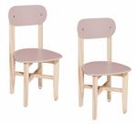 Kit 2 Cadeiras Colorê Infantil Assento e Encosto Rosa Base em Madeira Maciça Pinus