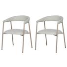 Kit 2 Cadeiras com Braço Chamonix Olivia Fratini Estofado PU Nude Base Aço Carbono Champagne