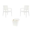Kit 2 Cadeiras Com Braço Milano Rattan + Mesa Capri