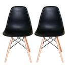 Kit 2 Cadeiras Concha Charles Eames Eiffel Preto Madeira
