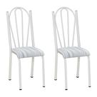 Kit 2 Cadeiras de Cozinha Alasca Estampado Linho Pés de Ferro Branco - Pallazio Kit 2 Cadeiras de Cozinha Alasca Estampado Linho Pés de Ferro Branco - Pallazio