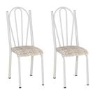 Kit 2 Cadeiras de Cozinha Alasca Estampado Rattan Pés de Ferro Branco - Pallazio