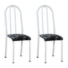Kit 2 Cadeiras de Cozinha Flórida Estampado Preto Florido Pés de Ferro Branco - Pallazio