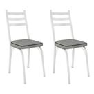 Kit 2 Cadeiras de Cozinha Luisiana Estampado Platina Pés de Ferro Branco - Pallazio