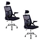 Kit 2 Cadeiras De Escritório Diretor Relax Ergonômica Preto + E-book