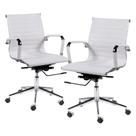 Kit 2 Cadeiras de Escritório Executiva Giratória PU Branco