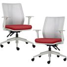 Kit 2 Cadeiras de Escritório Giratória Diretor Flow F02 Base Cinza Sintético Vermelho - Lyam Decor
