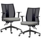 Kit 2 Cadeiras de Escritório Giratória Diretor Flow F02 Base Preta Crepe Cinza - Lyam Decor