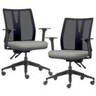 Kit 2 Cadeiras de Escritório Giratória Diretor Flow F02 Base Preta Crepe Cinza - Lyam Decor