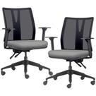 Kit 2 Cadeiras de Escritório Giratória Diretor Flow F02 Base Preta Sintético Cinza - Lyam Decor