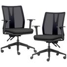 Kit 2 Cadeiras de Escritório Giratória Diretor Flow F02 Base Preta Sintético Preto - Lyam Decor