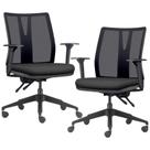 Kit 2 Cadeiras de Escritório Giratória Diretor Flow F02 Base Preta Sintético Preto - Lyam Decor