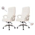 Kit 2 Cadeiras De Escritório Presidente Alta Big Confortável Molas Ensacadas Pillow Top Branca