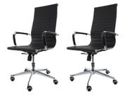 Kit 2 Cadeiras De Escritório Presidente Stripes Esteirinha Com Relax Home Office Preta