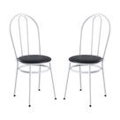 Kit 2 Cadeiras De Jantar Aço Com Assento Estofado Multimóveis CR50270 Branco-preto