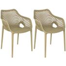 Kit 2 Cadeiras de Jantar Design Suits com Braços Empilhável em Polipropileno - Nude