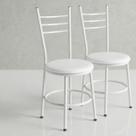 Kit 2 cadeiras de jantar em ferro estofada resistente e aconchegante para cozinha oferta Liz Estrutura Branca:Branco