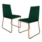Kit 2 Cadeiras de Jantar Estofada Lille Base Bronze Veludo Verde - Montanaris Decor Kit 2 Cadeiras de Jantar Estofada Lille Base Bronze Veludo Verde - Montanaris Decor