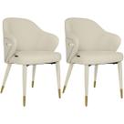 Kit 2 Cadeiras de Jantar Estofada Milano Design Italiano com Encosto Ergonômico - Creme/Cinza