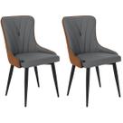 Kit 2 Cadeiras de Jantar Estofada Verona Design Italiano Encosto Anatômico Base Metálica Reforçada - Cinza Escuro/Caramelo