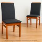 Kit 2 Cadeiras de Jantar Estofadas Veneza Madeira Maciça Eucalipto com Tecido Linho Veludo