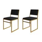 Kit 2 Cadeiras de Jantar Industrial Isa Assento Veludo Preto Base Dourado