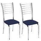 Kit 2 Cadeiras de Jantar Lara cromada para cozinha Assento material sintético Azul Marinho - Aurora Line