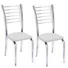 Kit 2 Cadeiras de Jantar Lara cromada para cozinha Assento sintético branco - Aurora Line