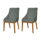 Kit 2 Cadeiras de Jantar Luxo Estofada Elisa Anatômica Capitonê Veludo Cinza Base Madeira Maciça Mel Kit 2 Cadeiras de Jantar Luxo Estofada Elisa Anatômica Capitonê Veludo Cinza Base Madeira Maciça Mel