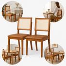 Kit 2 Cadeiras de Jantar Madeira Maciça Estofadas Couro com Tela Sextavada Premiere