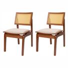 Kit 2 Cadeiras de Jantar Madeira Maciça Tauari e Rattan Natural Assento Estofado Daren Living Outdoor Espre