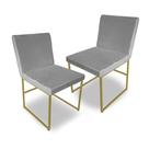 Kit 2 Cadeiras De Jantar Mavie Base Gold Estofada Veludo